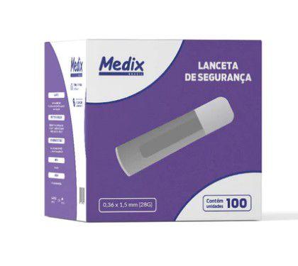 Imagem de Lanceta estéril descartável de segurança c/100un 28g medix