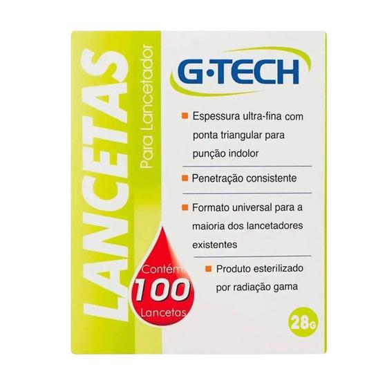 Imagem de Lanceta G-Tech 2 para Lancetador de Glicemia 100un 28g