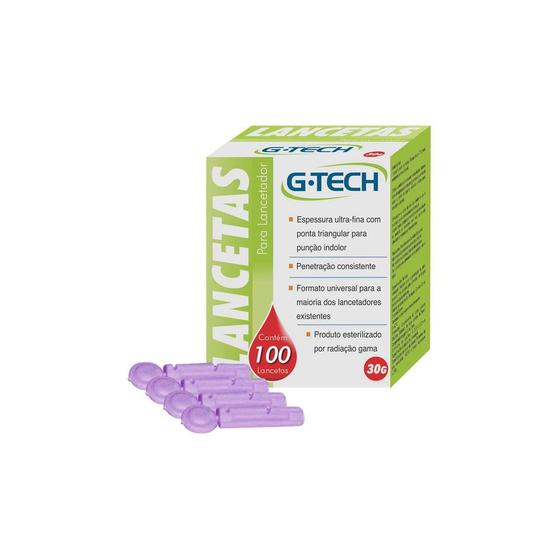 Imagem de Lancetas G-Tech 28g com 100 Lancetas