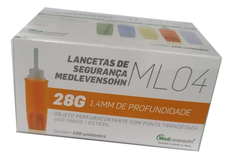 Imagem de Lancetas Segurança 28g Medlevensohn 100 un.  Descartáveis