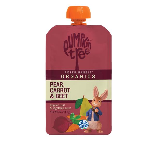 Imagem de Lanche: Pumpkin Tree Peter Rabbit Organics, beterraba, cenoura e pera