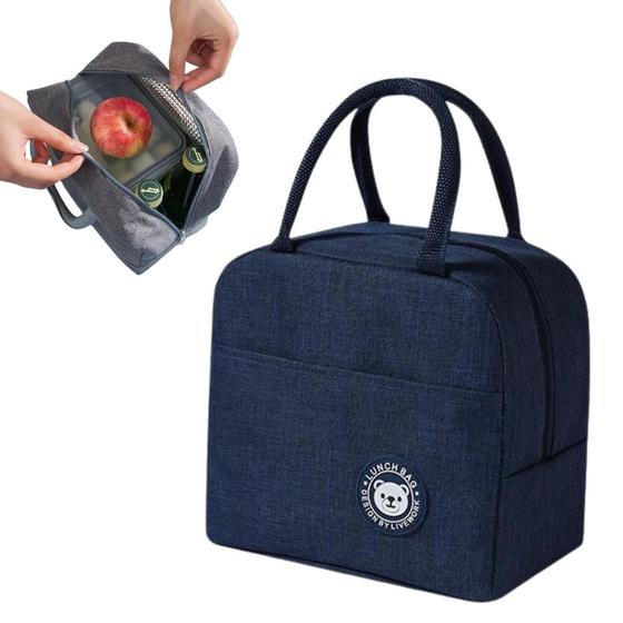 Imagem de Lancheira Bolsa Térmica Com Isolamento Portátil Marmita para viagem escola alça