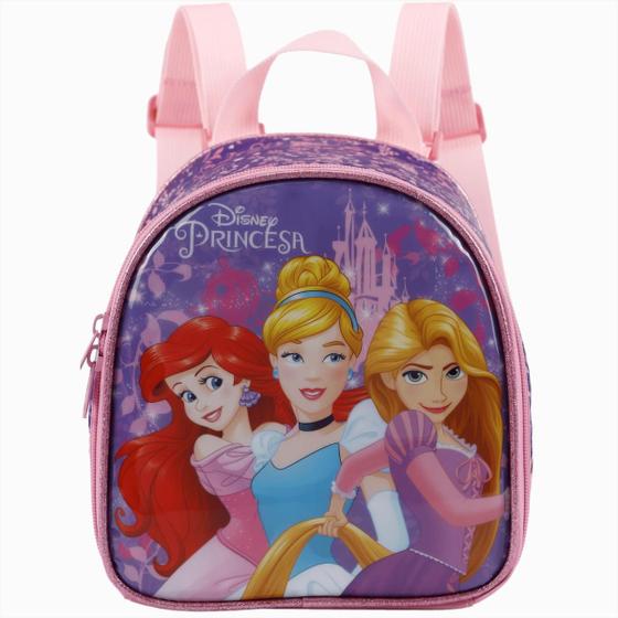 Imagem de Lancheira Escolar Princesas Disney Xeryus Rosa 21x19x10cm