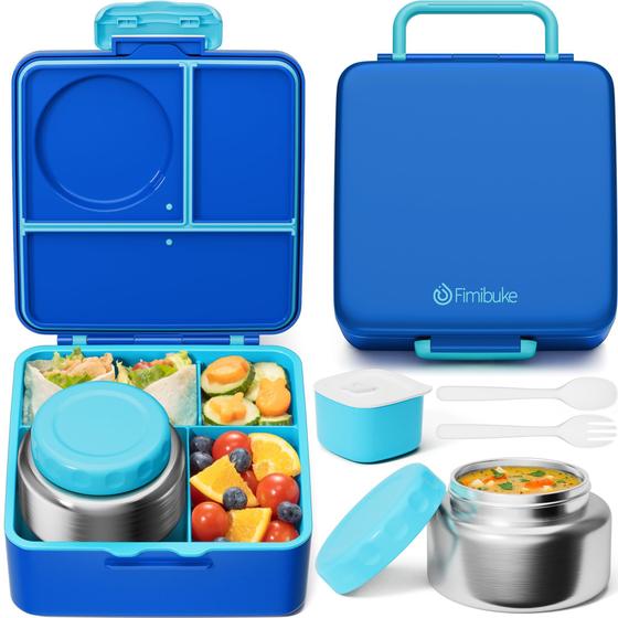 Imagem de Lancheira Fimibuke Bento Box para crianças e adultos com garrafa térmica 250mL