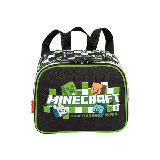 Imagem de Lancheira Pequena Minecraft Sestini Preta Verde