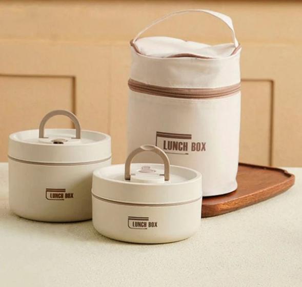 Imagem de Lancheira térmica em aço inoxidável com bolsa e potes portátil