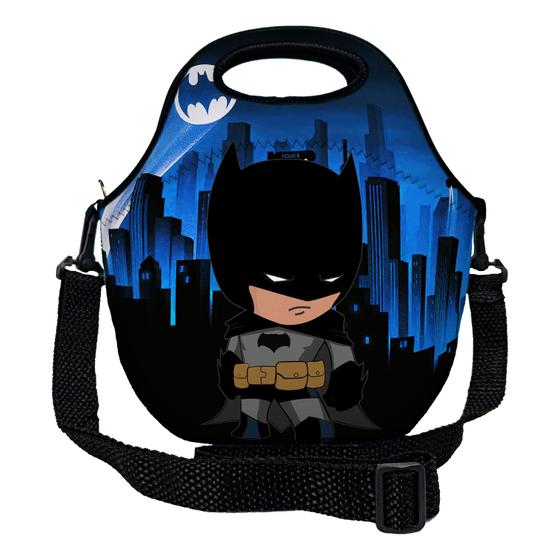 Imagem de Lancheira Térmica Escolar em Neoprene Infantil Reforçada com alça  ISOPRENE  Menino Noturno