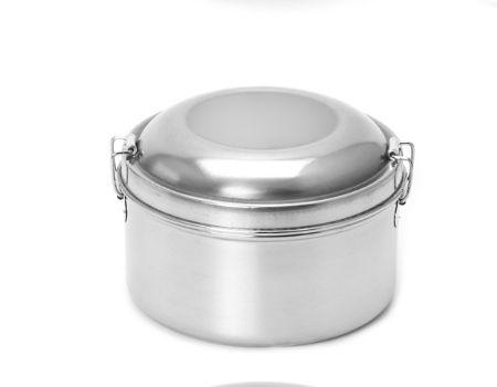 Imagem de Lancheira tigela de aço inoxidável Bento Food Picnic Container 2 Tier Round Shape Lancheiras