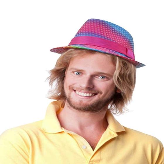 Imagem de Lantejoulas Fedora Hat Dress Up America para adultos rosa e azul