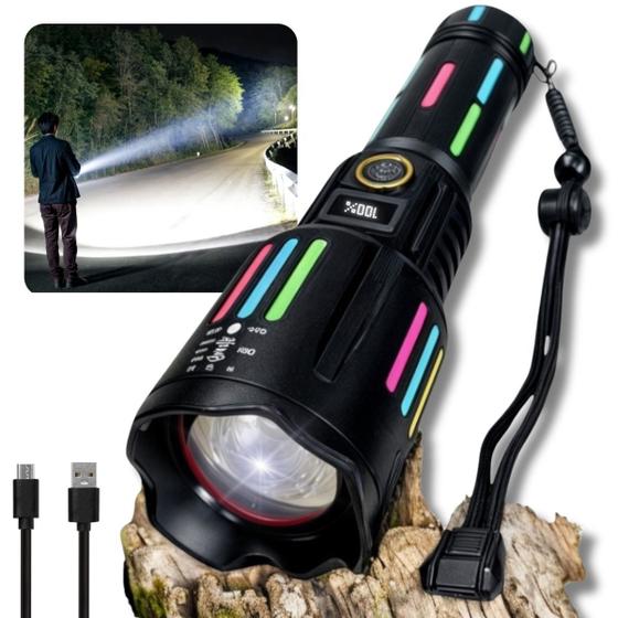 Imagem de Lanterna 8541 LED Super Brilho, A Mais Potente do Mundo, Alcance 2km, Ideal para Caça, Acampamento, Emergências e Uso Profissional. Zoom Ajustável