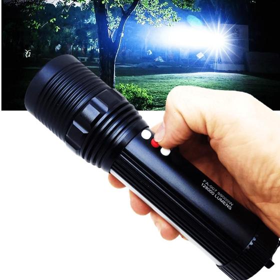 Imagem de Lanterna 88000W 2 em 1 Com LED Cree e Luz Sinalizadora Recarregavel - Preto XM30412