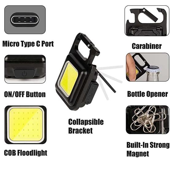 Imagem de Lanterna Chaveiro Portátil Brilhante 800 Lumens Recarregável - Keychain Light