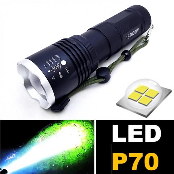 Imagem de Lanterna Com Iluminação Holofote Tático Luz Led P70 168000W T6 Alto Desempenho BM8504