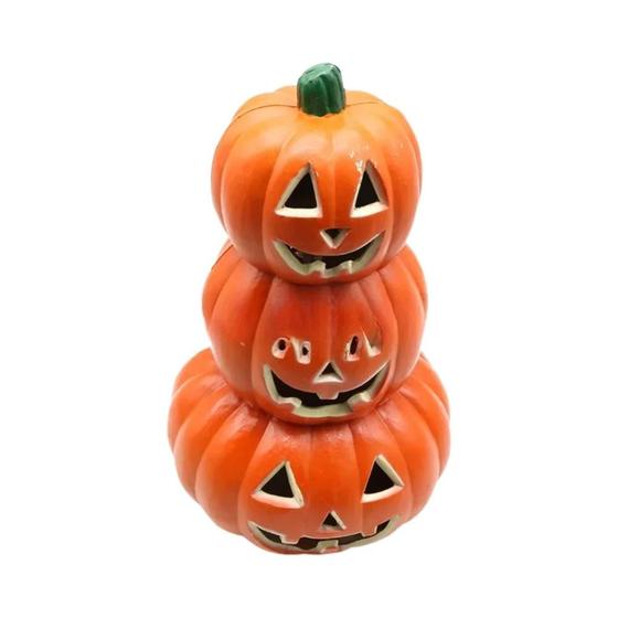 Imagem de Lanterna de Abóbora LED para Halloween - Jack-o'-lantern com Design de Fantasma para Festas