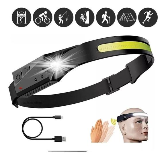 Lanterna De Cabeça Recarregável Corrida Mecânico Camping Profissional Led 350 Lúmens