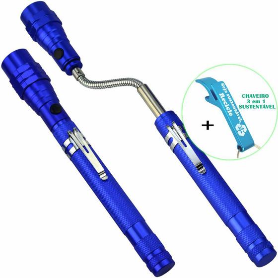 Imagem de Lanterna de LED Telescópica Flexível Laser Pointer com Imã Azul + Chaveiro CBRN16297