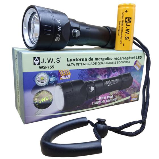 Imagem de Lanterna De Mergulho Jws Ws-755 Led Cree P50 A Prova D'Água