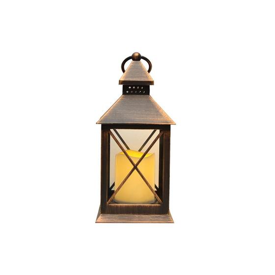 Imagem de LANTERNA DECORATIVA CAPELA MARROM COM VELA LED 23cm