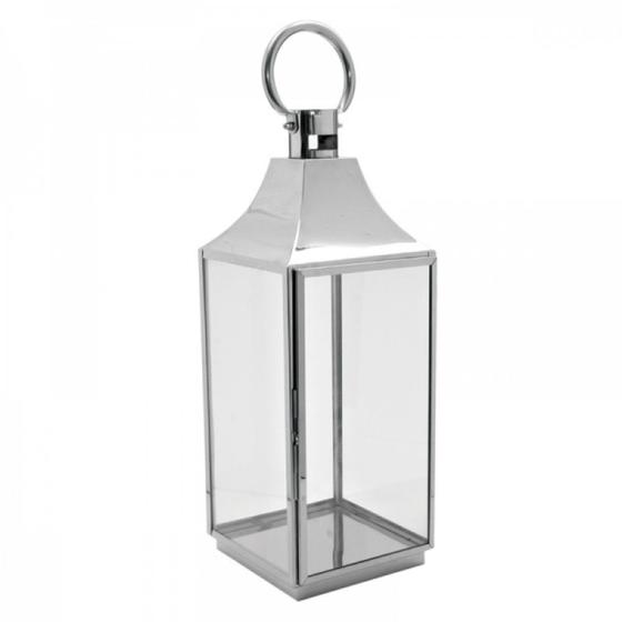 Lanterna decorativa de metal e vidro Menor preço em Lanterna decorativa de metal e vidro