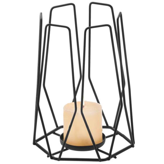 Imagem de Lanterna Decorativa Flame de Mesa Suporte Vela Aramado Grafite