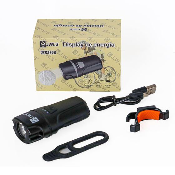 Lanterna Farol Bike WS-8209 Com Indicador De Bateria - jws Menor preço em Lanterna Farol Bike WS-8209 Com Indicador De Bateria - jws