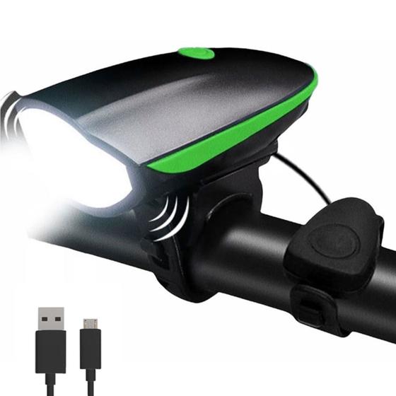 Imagem de Lanterna Farol Led Bike Recarregável Usb Buzina 140db Green