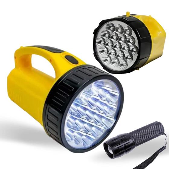 Imagem de Lanterna Farolete Holofote 19 LED com alça e Mini Lanterna com ZOOM