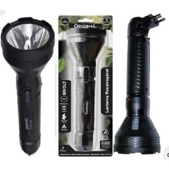 Lanterna grande Led 5w Alcance 100 metros Recarregável 26,5 CM Original Line REF SL0067 Menor preço em Lanterna grande Led 5w Alcance 100 metros Recarregável 26,5 CM Original Line REF SL0067