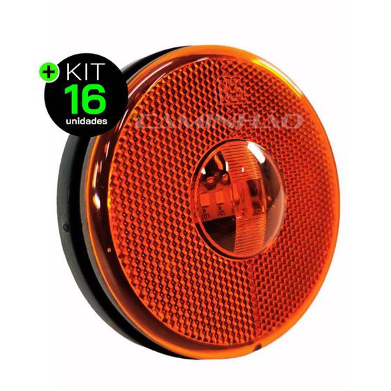 Imagem de Lanterna Lateral Carreta LED Âmbar Laranja 85mm Bivolt com Fio com Suporte