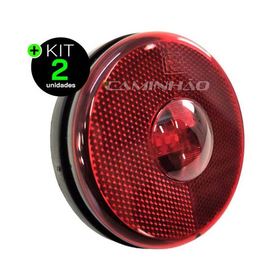 Imagem de Lanterna Lateral Carreta LED Vermelha 85mm Bivolt com Fio com Suporte