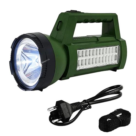 Imagem de Lanterna LED Holofote De Mão 50W + 24SMD Super Potente Bateria Recarregável Bivolt DP7325