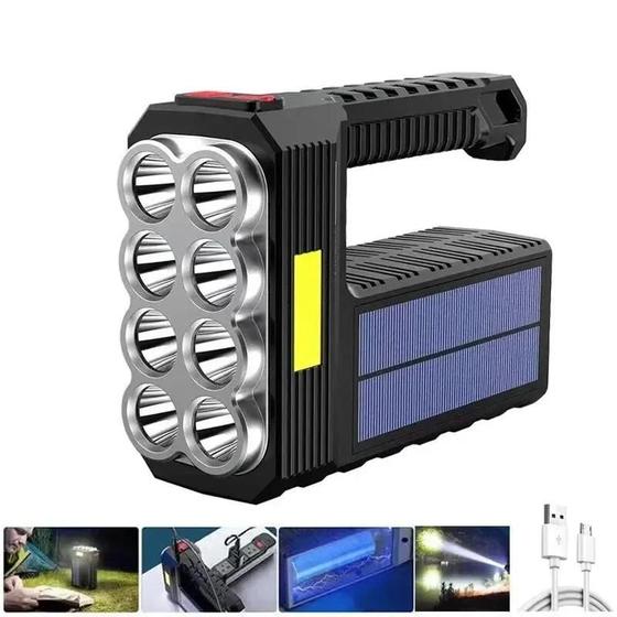 Imagem de Lanterna Led Portátil De Carregamento Solar Portátil 8 Lâmpadas Usb 4 Modos Lâmpada De Acampamento