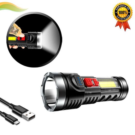 Imagem de Lanterna LED Recarregável Solar E USB Indicador De Bateria