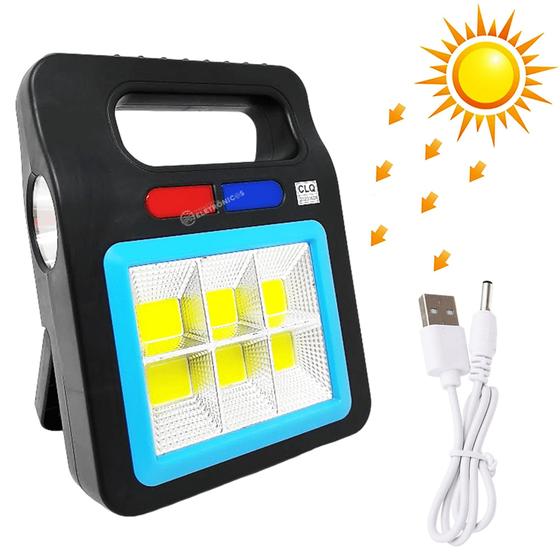 Imagem de Lanterna LED Solar 3 Cores De Iluminação Branco/azul/vermelho Inovador e Resistente YX605COB6AZ