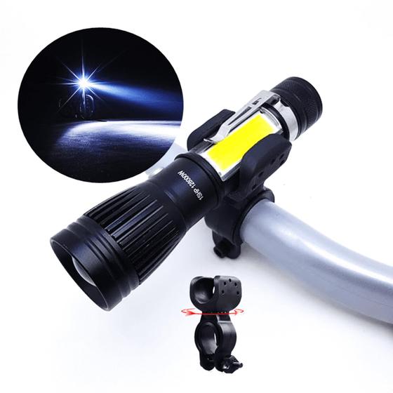 Imagem de Lanterna LED T6 Recarregável Com Suporte Para Fixa Em Bike 128000W 1SHP2L