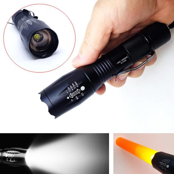 Lanterna LED T6 Zoom E Sinalizador De Emergência 1280000W Alto Alcance ...
