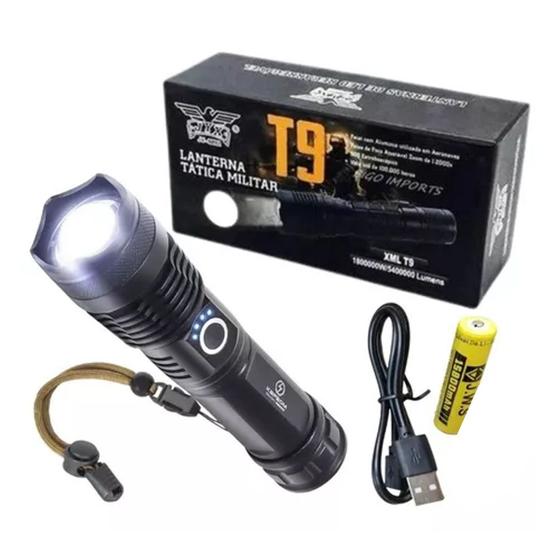 Imagem de Lanterna LED T9 Mais Forte Do Mundo Ultra USB Bateria Recarregável A prova d'água Potente Vigia Vigilante Sitio Fazenda