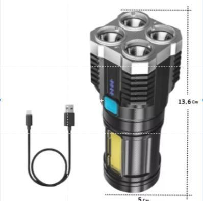 Imagem de Lanterna MAIS forte do mundo Led Potente 1500m 4 Recarregável Usb Portátil Ultra Brilhante Com Uso Externo De Longo Alcance