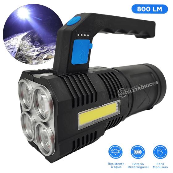 Imagem de Lanterna Potente Led Recarregável Ultra Iluminação Com Strob 800 lumens 20W Super  - LT8934