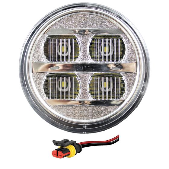 Imagem de Lanterna Ré Ônibus Caminhão 70mm 4 Led CRISTAL BIVOLT + Conector