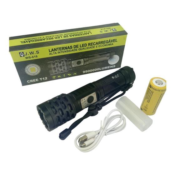 Imagem de Lanterna Recarregável Caça Led Cree T12 Power Bank Camping