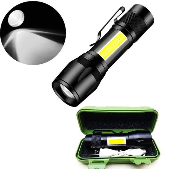 Imagem de Lanterna Recarregável USB Led T6 Com Luz LED Lateral 88000W Alta Iluminosidade TB0613