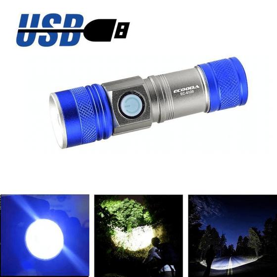 Imagem de Lanterna Recarregável Usb Led T6 Luz De Alerta Ideal Para Caminhada Pescaria CE6120AZ