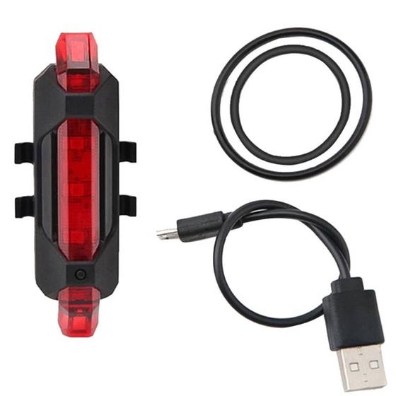 Imagem de Lanterna Sinalizador Traseiro Bicicleta 5 Leds Recarreg bike