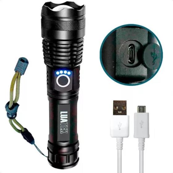 Imagem de Lanterna Tática Led Recarregável Usb Mega Alcance