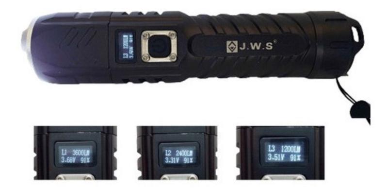 Imagem de Lanterna Tática Militar Led P90 Ws-607 Com Visor Digital  Recarregavel Usb