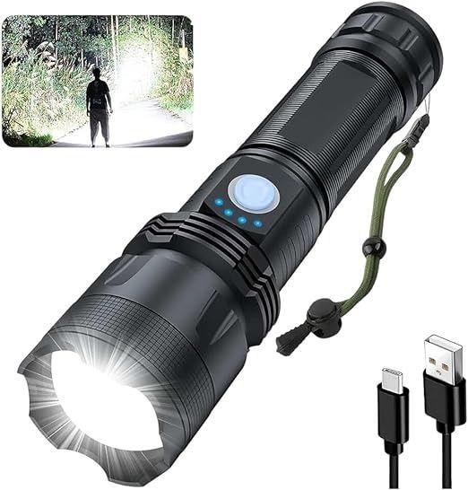 Imagem de Lanterna Tática P50 Militar Super Potente Led Recarregável USB Com Zoom Longo Alcance Para Trilhas Sitio Fazenda Vigilan