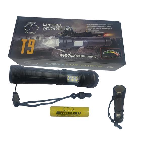 Lanterna Tática T9 Super Potente Led Bateria Recarregável com Luz de emergem Com LED na lateral Menor preço em Lanterna Tática T9 Super Potente Led Bateria Recarregável com Luz de emergem Com LED na lateral
