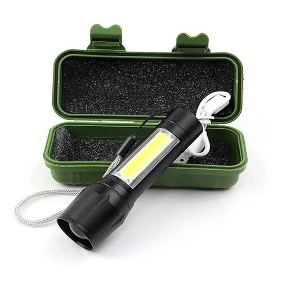Imagem de Lanterna Tática USB Recarregável C/ Estojo - Verde