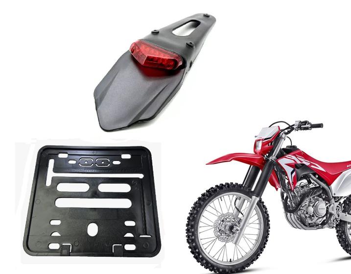 Imagem de Lanterna Traseira Honda Crf Esportiva Modelo Led + Moldura Placa Mercosul Para Adaptação